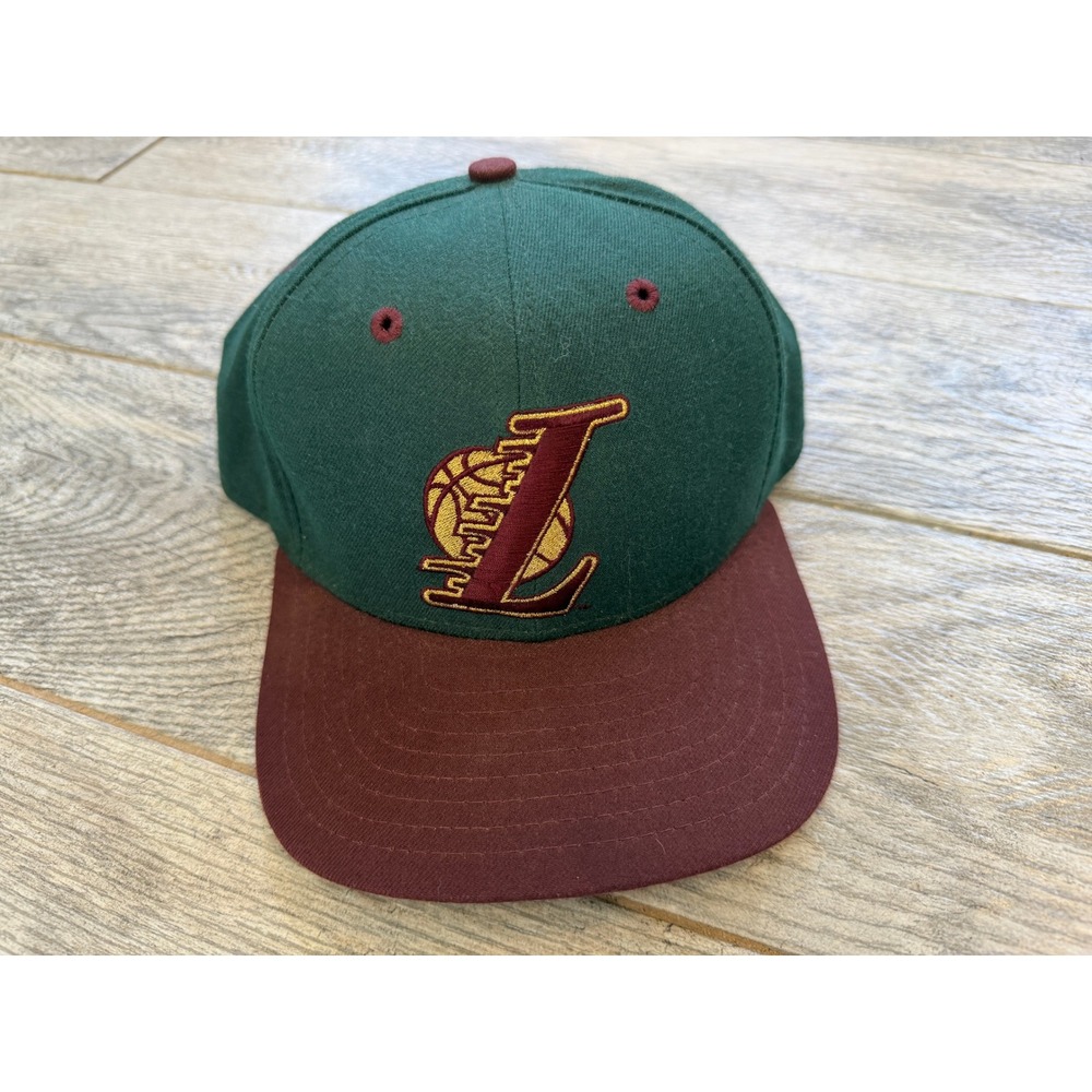New Era Snapback Hat Los Angeles Lakers NBA Mens USA OSFA Green Baseball Cap 90S
